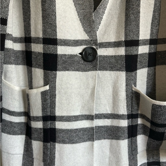 Elle plaided black and white midi length jacket size L - Picture 5 of 6